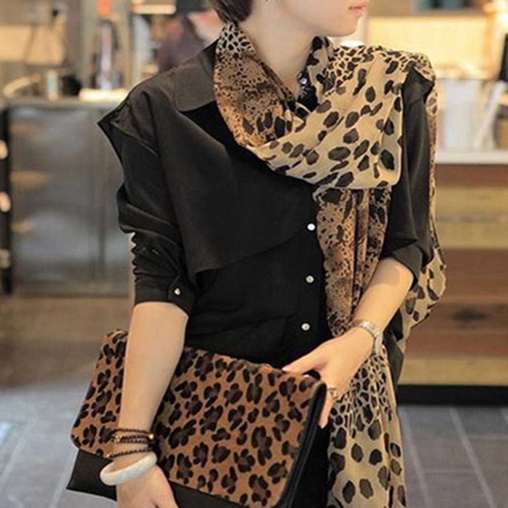 Leopard Chiffon Scarf - Picture 1 of 3